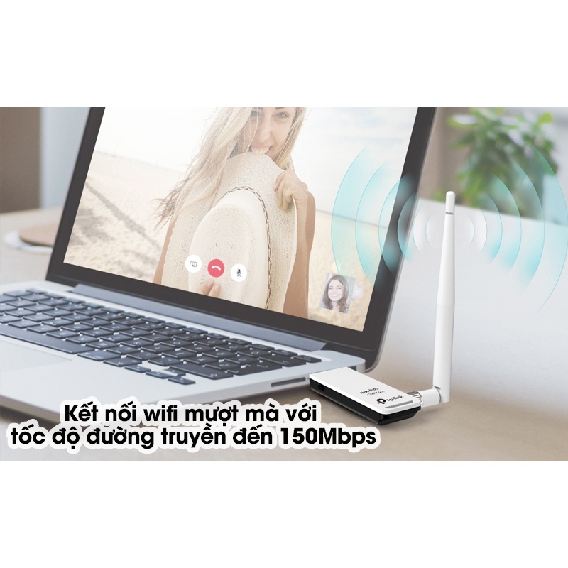 USB Wireless thu sóng WiFi Tplink WN-722N chuẩn N 1 Anten tốc độ 150Mbps - Hàng Chính Hãng BH 24 Tháng