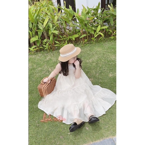 Váy tiểu thư trắng siêu xinh,váy đi biển chất thoáng mát cho bé