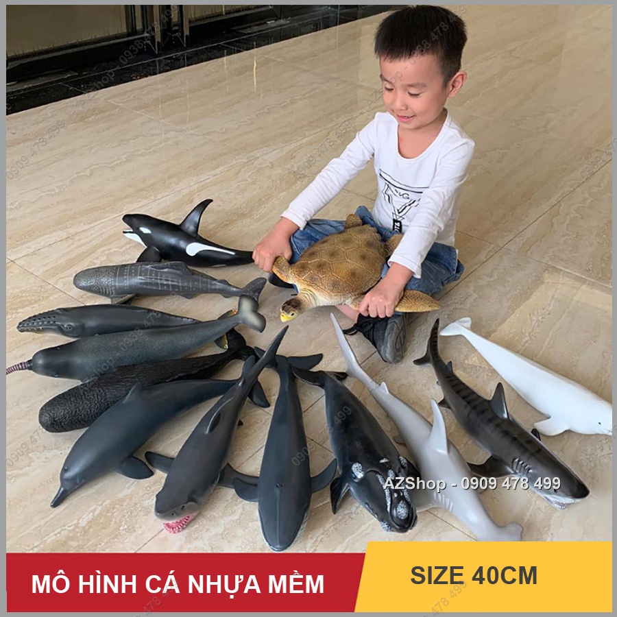 Mô Hình Cá Voi Cá Mập Nhựa Mềm Size Lớn Từ 40cm