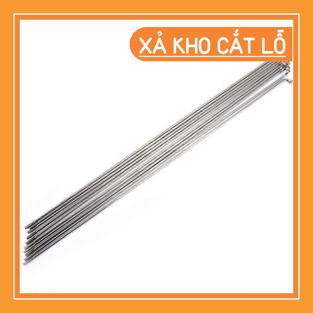 (xả kho) Bộ 10 căm xe đạp bằng inox màu bạc đầu uốn cong 14g