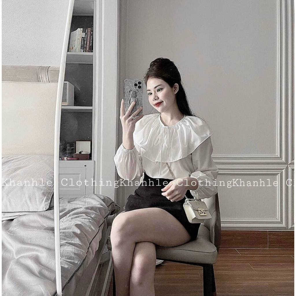 Áo sơ mi tiểu thư A.294, Áo kiểu nữ dài tay cổ choàng cách điệu phong cách Hàn Quốc (mặc được 2 kiểu)