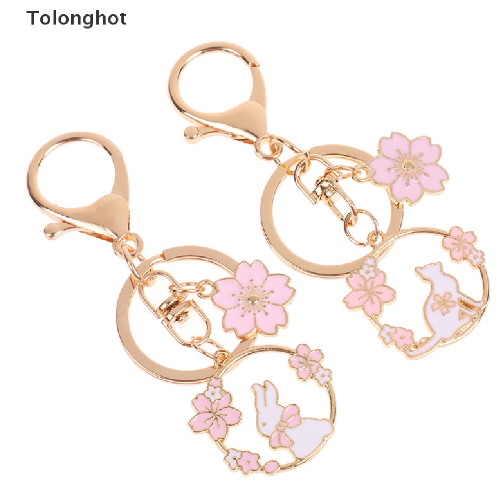 Móc Khóa Tráng Men Hình Thỏ / Mèo / Hoa Dễ Thương