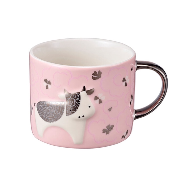 🎀【In Stock】 2021 Starbucks Hàn Quốc New Year Pink Cow Mug 355ml/ 12oz