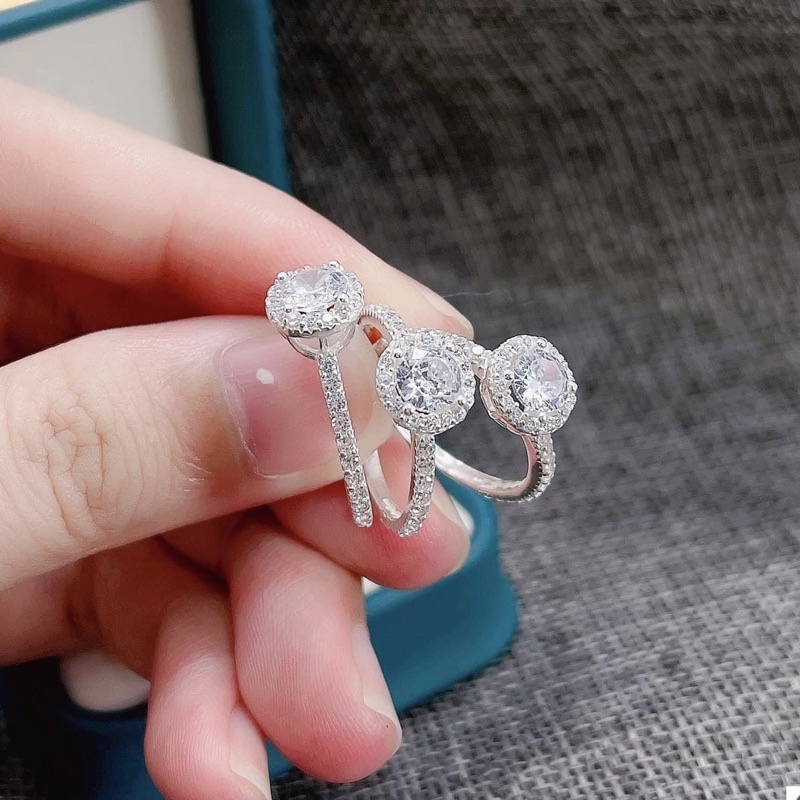 Nhẫn nữ bạc ta đính đá sáng bóng , giá rẻ - Vàng Bạc Khải Khải