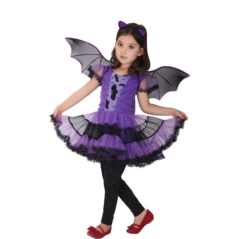 Đầm Hóa Trang Halloween Nhân Vật Phù Thủy Cho Bé Gái Kích Thước 100-150