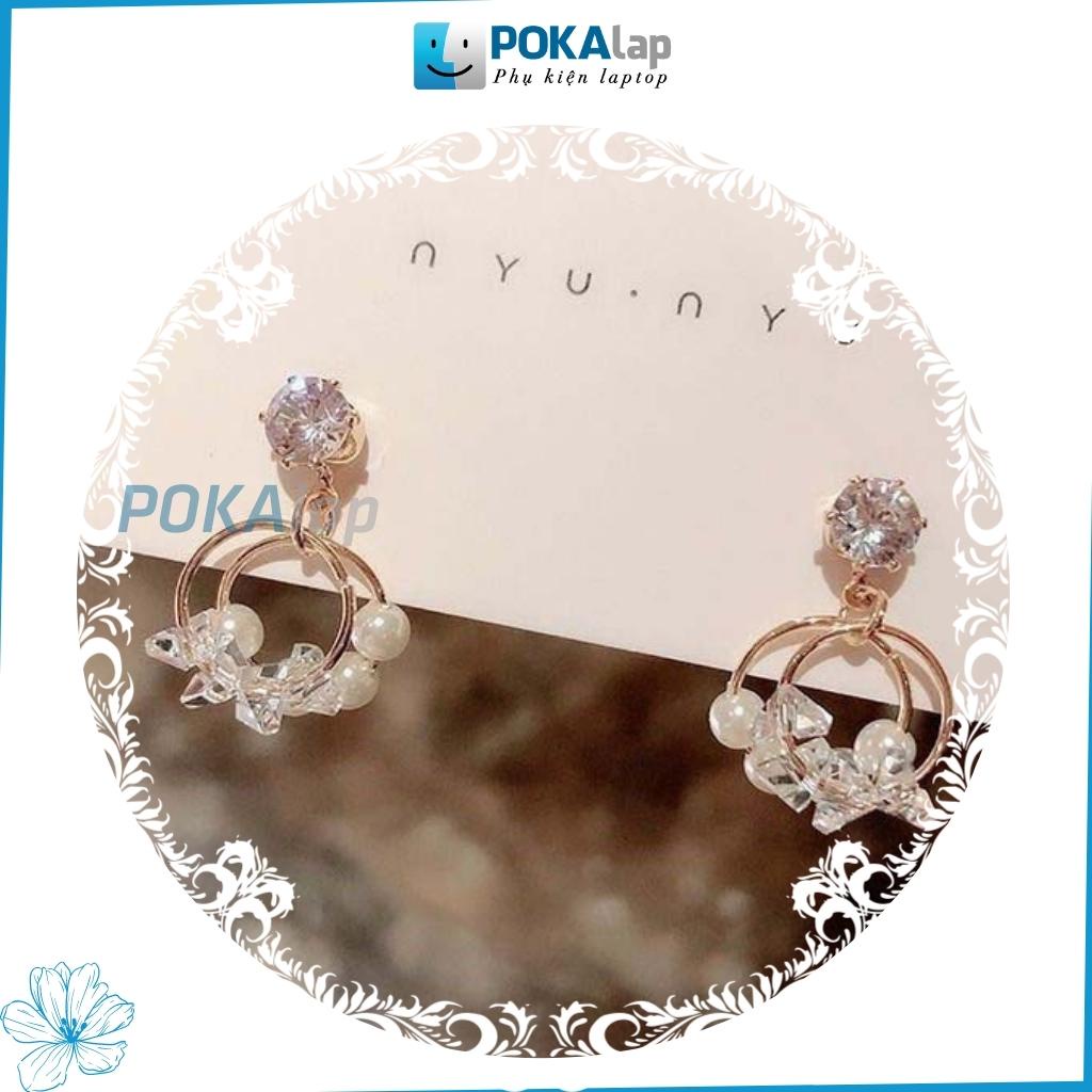 Khuyên tai tròn đính đá POKA27 thiết kế tinh tế sang trọng hợp thời trang phong cách Hàn Quốc cho nữ - POKALAP