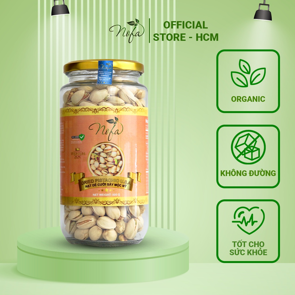 Hạt Dẻ Cười Mỹ Nofa Hũ Và Túi 500g Không Tẩy, Loại Thượng Hạng, Sấy Nguyên Vị Hỗ Giảm Cân, Da Đẹp Căng Mịn, 100% Hữu Cơ