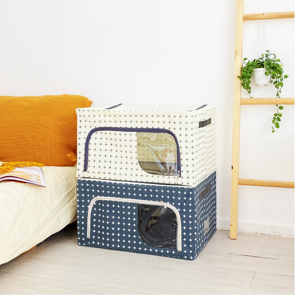 BIG SIZE - HỘP ĐỰNG TÚI QUẦN ÁO KHUNG THÉP 88L- LIVING BOX Dài 60 x Rộng 42 Cao 35cm