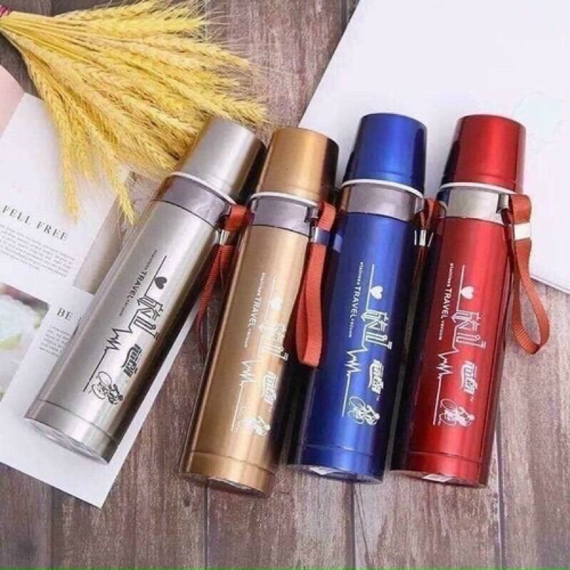 Bình giữ nhiệt 800ml chất liệu inox, nắp bình đồng thời là ca uống nước tiện lợi