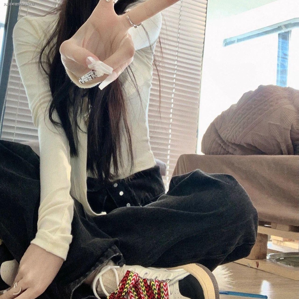 Quần jean ZHELIHANGFEI lưng cao ống rộng phong cách retro Âu Mỹ thời trang cho nữ