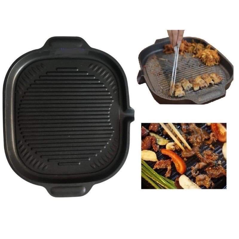 Chảo Nướng Chống Dính Huỳnh Anh Kiểu Dáng Hàn Quốc Có Rãnh Thoát Dầu Tiện Ích