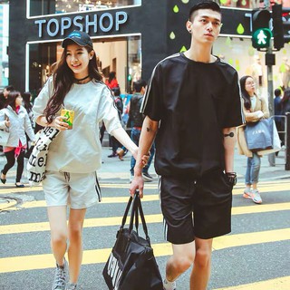 CẢ BỘ QUẦN + ÁO ĐÔI THỂ THAO NAM NỮ TAY LỬNG 3 SỌC