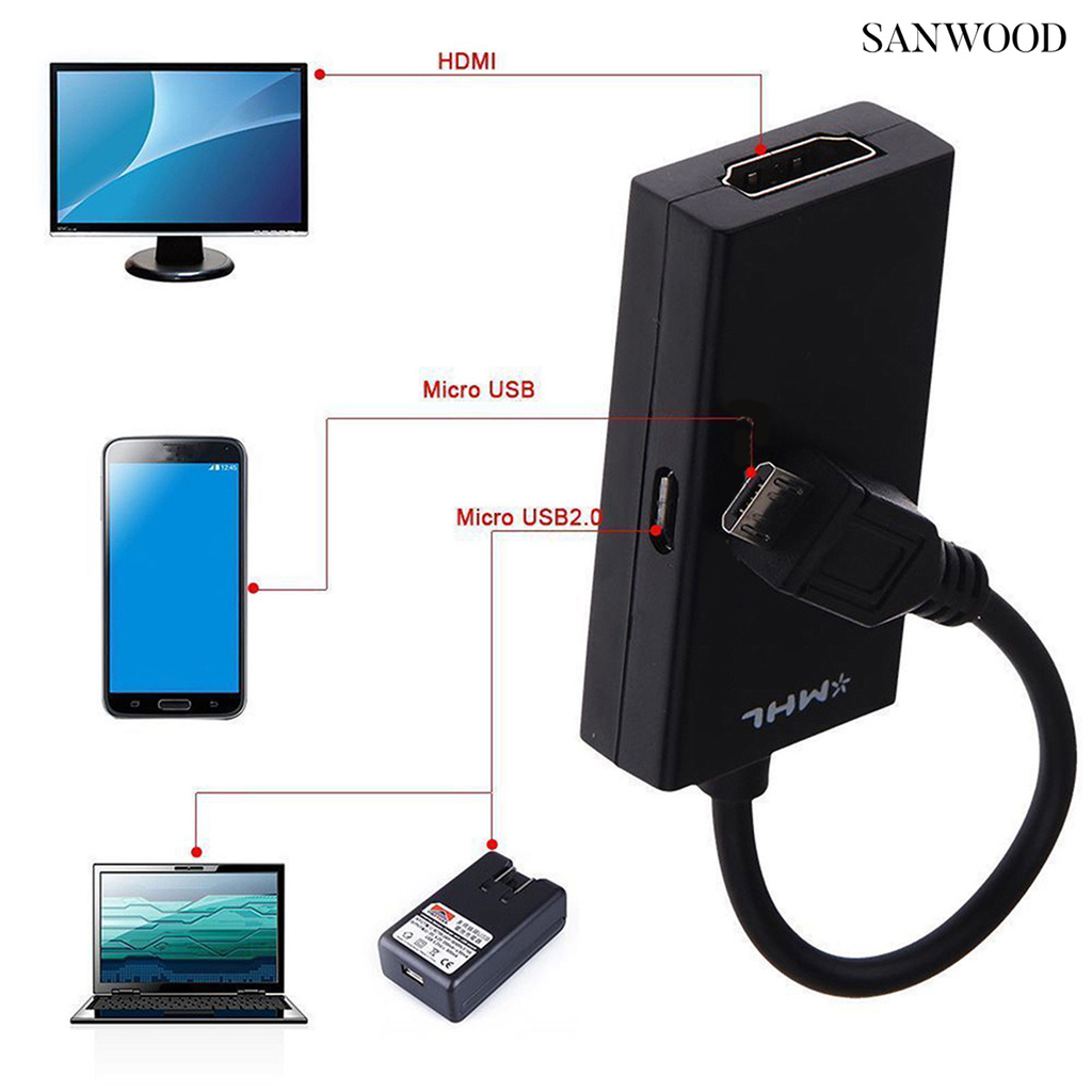 Cáp Chuyển Đổi S2 Mhl Micro Usb Sang Hdmi Hd 1080p Cho Android Huawei Samsung Sony