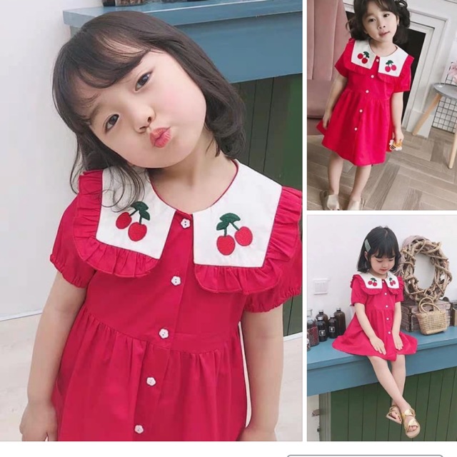 Váy thô đỏ cherry xinh xắn