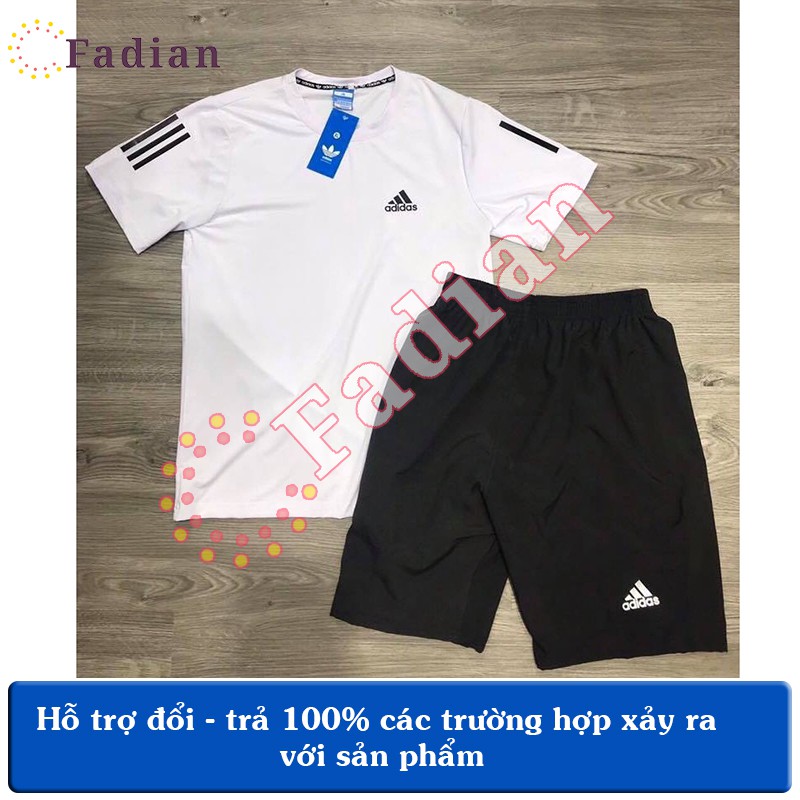 Set đồ bộ nam nữ, bộ quần áo thể thao nam tay ngắn chất thun lạnh phối 3 sọc tay và chân phong cách Ulzzang Unisex | BigBuy360 - bigbuy360.vn