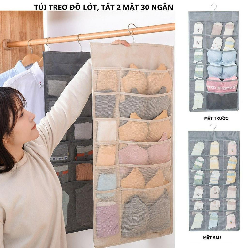 Túi treo đồ lót, tất 30 ngăn 2 mặt tiện dụng