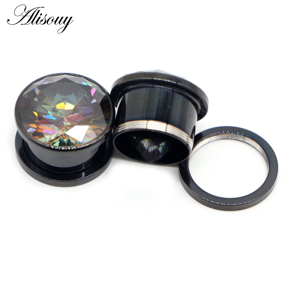 Alisouy Set 2 Khuyên Nong Tai Bằng Thép Không Gỉ Đính Đá Thời Trang