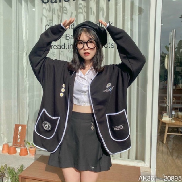 Áo Khoác Cardigan Nỉ Nữ Nam Dày Dặn Form Rộng UNISEX Áo Cardigan Nỉ Nữ in 3 HOA CÚC - AK3361 | BigBuy360 - bigbuy360.vn