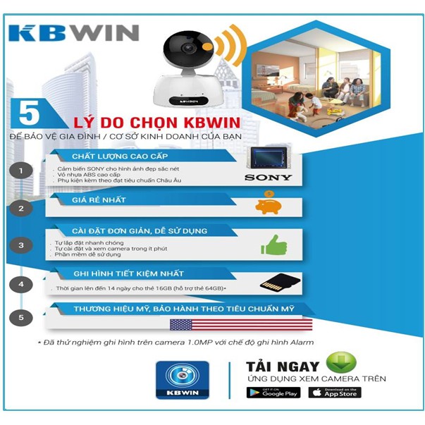 Camera IP WIFI không dây KBWIN KW-H1