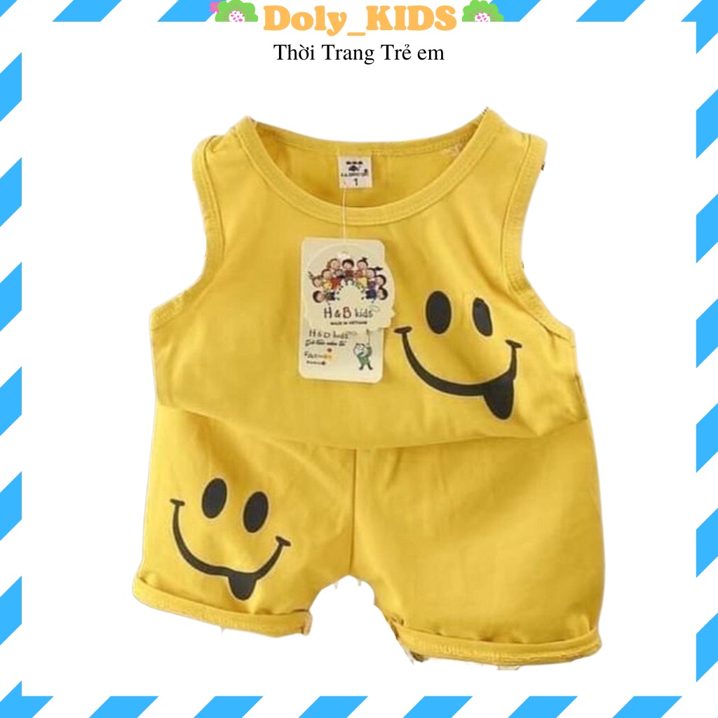 Bộ ba lỗ cho bé trai bé gái DOLY_KIDS, Bộ sát nách cho bé in hình mặt cười cực yêu từ 6-18kg SN01