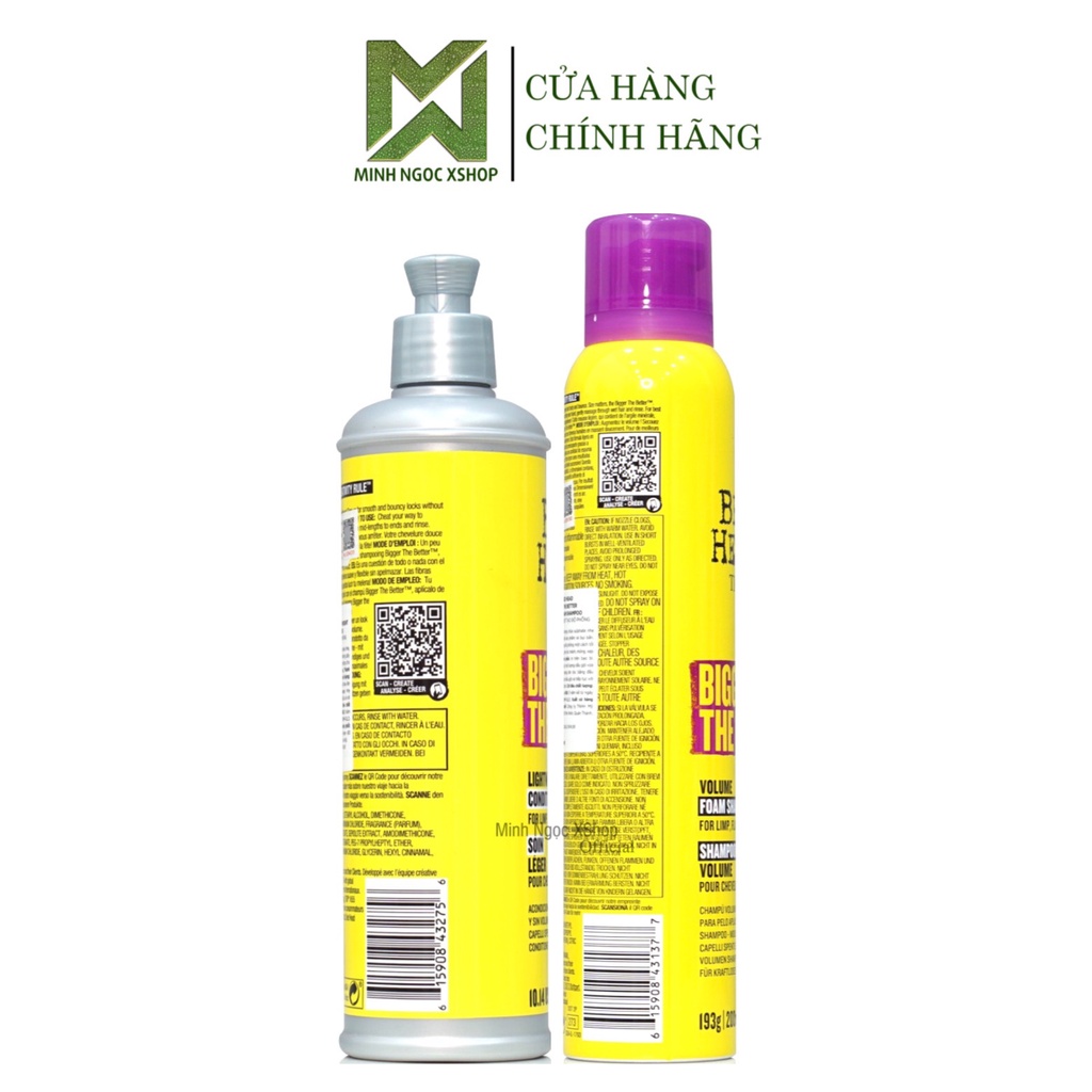Dầu gội xả tạo phồng Tigi Bed Head Bigger The Better Volume 200 + 300ML