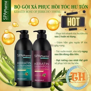 Cặp dầu gội xả chăm sóc tóc Keratin SPA Pharma chiết xuất hoa hồng Jericho - Enriched With Rose Of Jericho 1000ml
