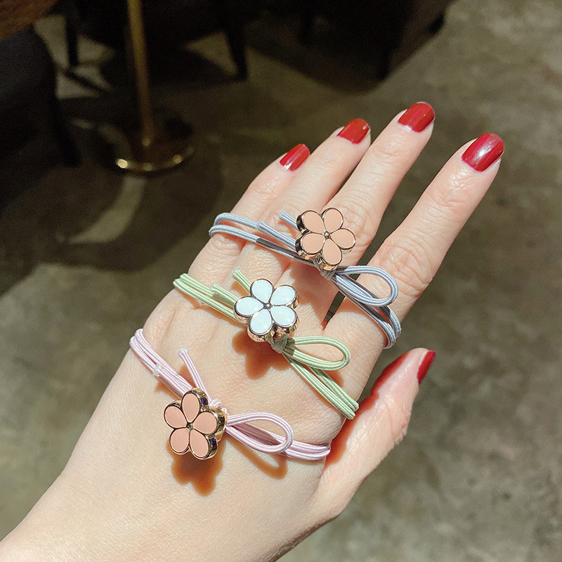 Dây Buộc Tóc Đính Hoa Nhiều Màu Thiết Kế Giản Đơn Đáng Yêu