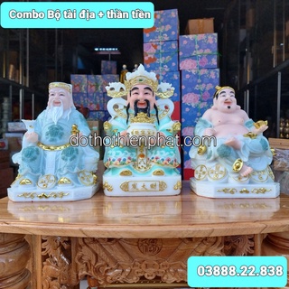 Combo thần tài ông địa 10in + thần phát 12in màu xanh