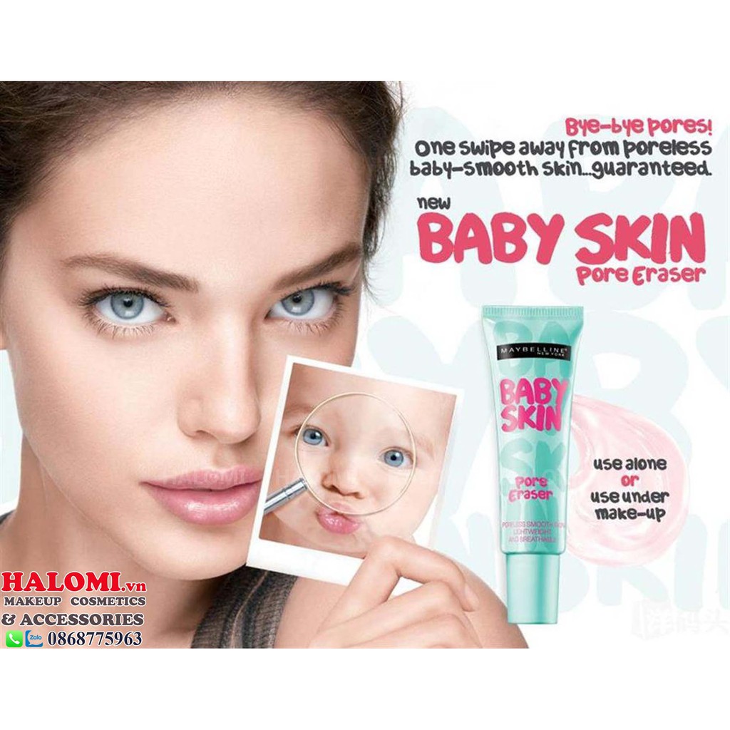 Kem Lót Baby Skin Maybelline Pore Eraser 22ml che khuyết điểm kiềm dầu phù hợp mọi loại da