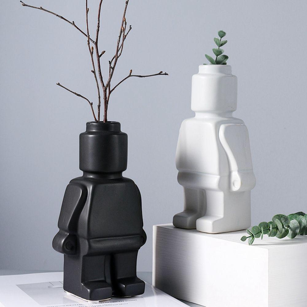 Bình Hoa Bằng Sứ Hình Robot Sáng Tạo Trang Trí Phòng Khách / Phòng Ngủ|Phụ Kiện Chuyên Dụng Chất Lượng