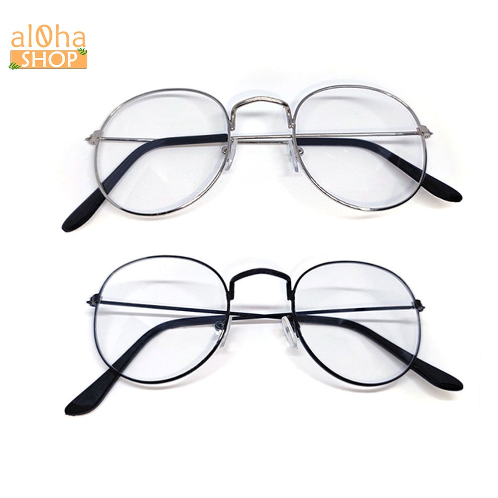 Mắt kính thời trang chống bụi gọng sắt tròn K024 nobita unisex nam nữ - al0ha Shop