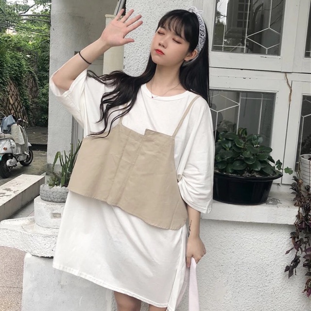 Áo phông oversize phối gile