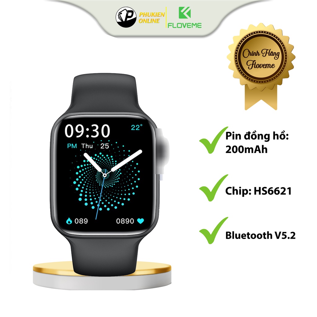 Đồng hồ thông minh Floveme - HW22 Pro, Smart watch Series 6, Sạc không dây, Chống nước IP67, Nghe Gọi, Đo nhịp tim