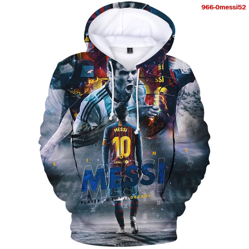 Áo Hoodie Dáng Rộng In Hình Cầu Thủ Messi 3D World Cup 2022