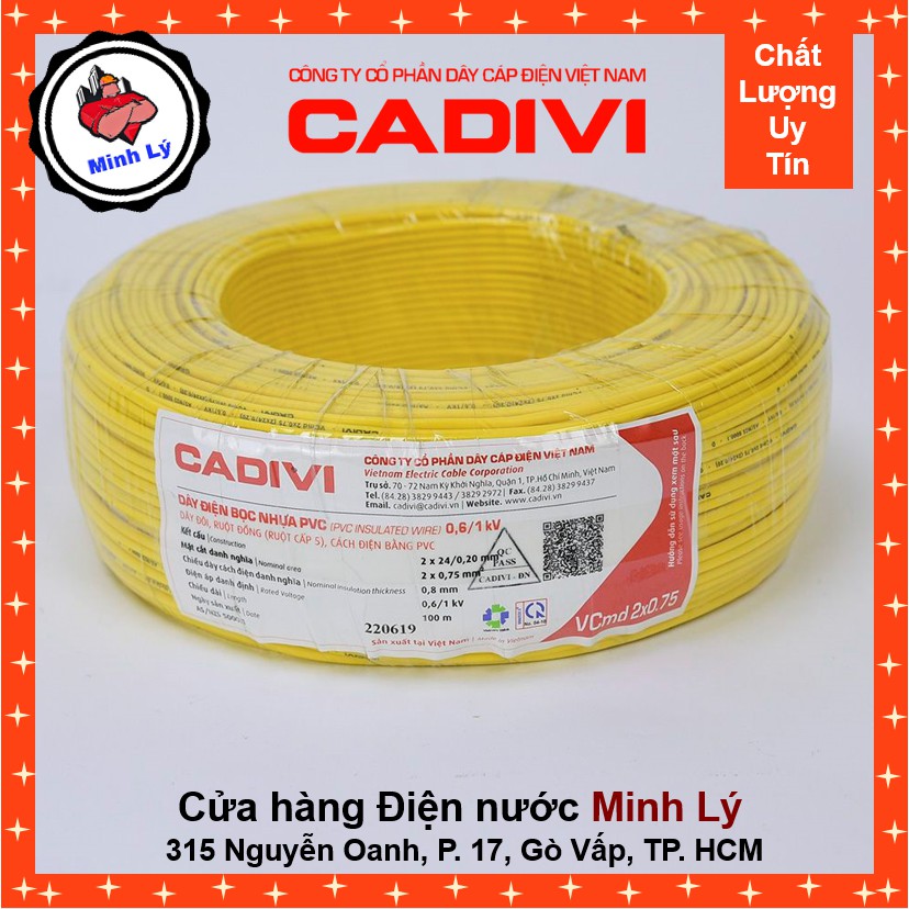 Cuộn 50m Dây Điện Đôi Mềm CADIVI Vcmd 2x0.75