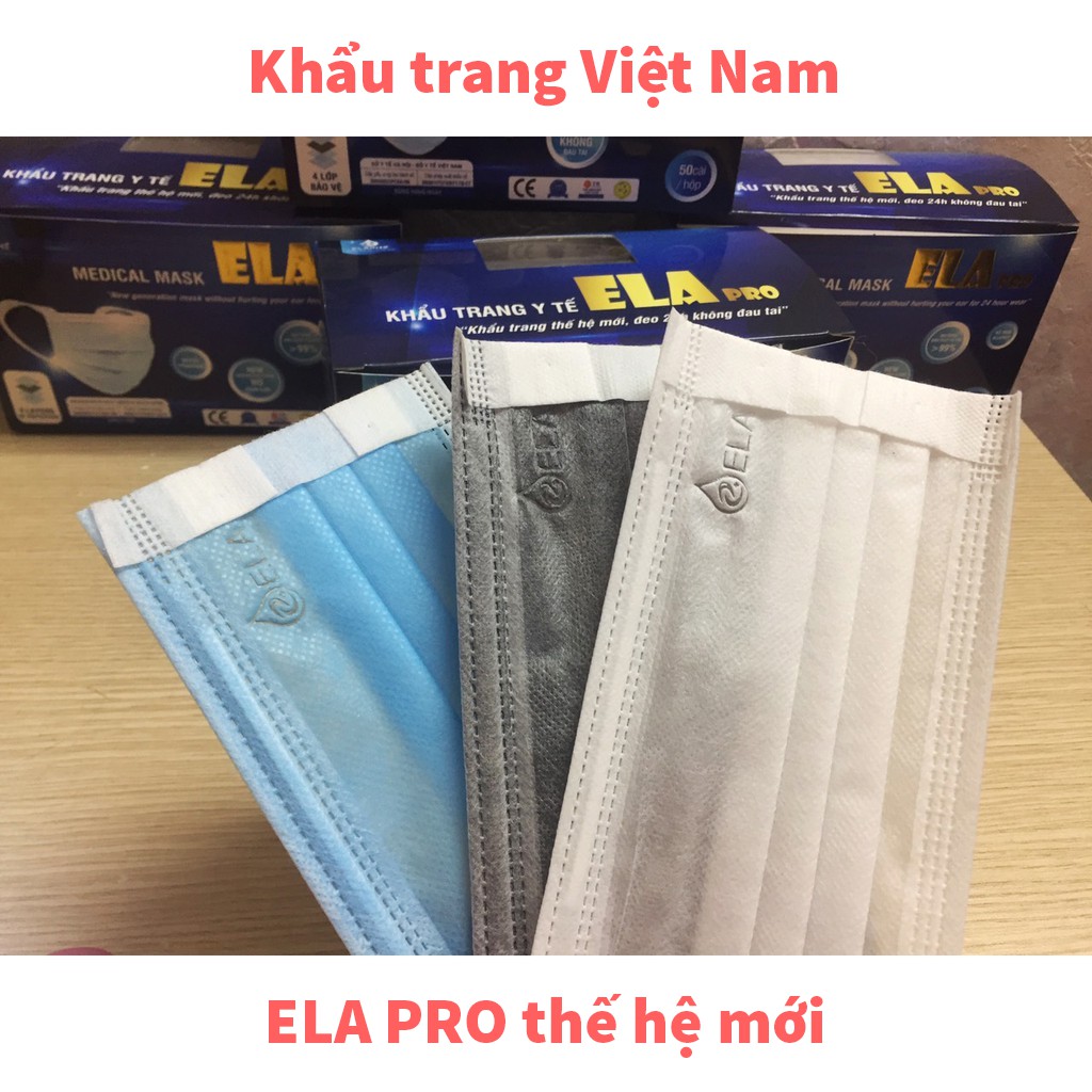 Khẩu trang y tế 24h không đau tai Ela Pro kháng khuẩn 4 lớp có bán lẻ | BigBuy360 - bigbuy360.vn