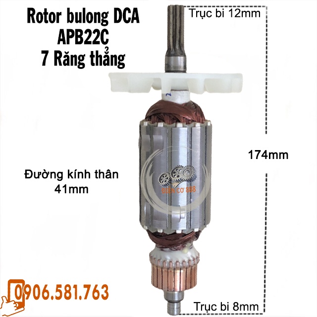 (Hàng DCA) Rotor máy siết ốc bulong DCA APB22C, Makita 6905B 7 Răng - Tặng chổi than