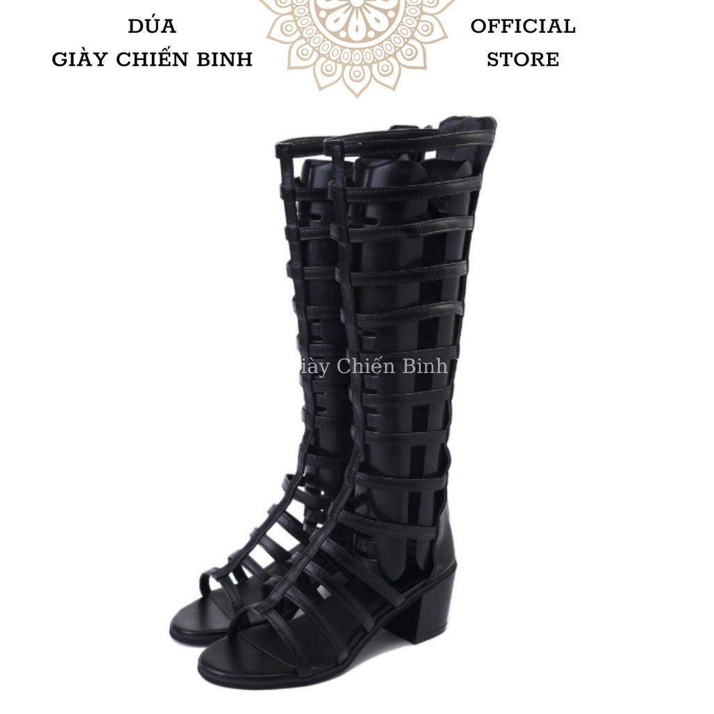 Giày Sandal Chiến Binh Gót Vuông C04, Sandal Nữ, Sandal Cổ Cao