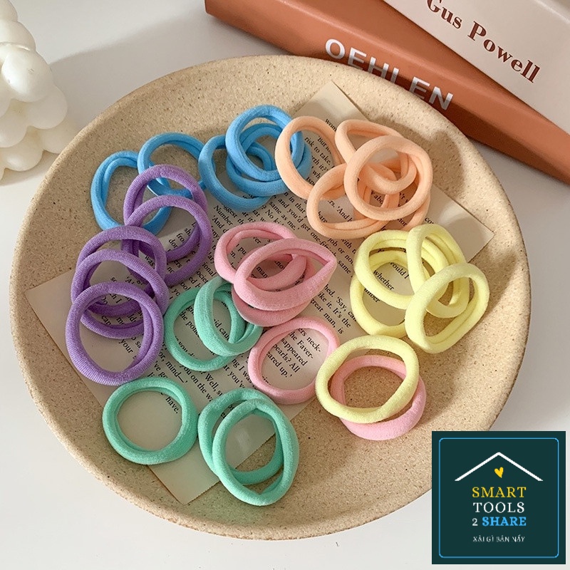 Set 20/ 50 Cột Tóc Chun Thun Co Giãn Hạn Chế Gãy Rụng Tóc/ Đau Da Đầu