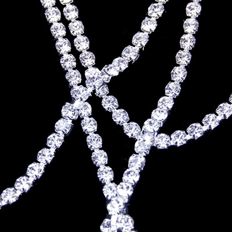 Dây Xích Đeo Đùi Co Giãn Nhiều Lớp Bằng Kim Loại Đính Đá Lấp Lánh Gợi Cảm Cho Nữ