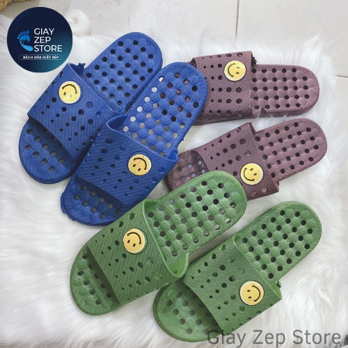 [Dép giá rẻ] Dép đi trong nhà, nhà tắm, công sở, Dép lỗ mặt cười nam nữ size 39-43