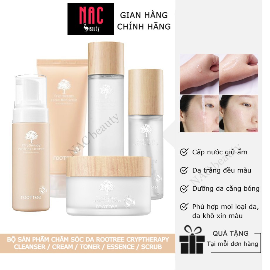 Bộ sản phẩm dưỡng ẩm, làm dịu, phục hồi da Rootree Crytheraphy