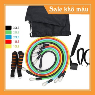 Bộ 5 dây ngũ sắc đàn hồi tập thể hình cao cấp - dụng cụ tập gym - thể thao