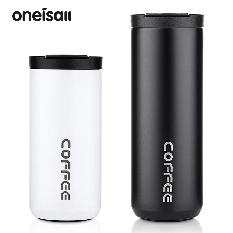 Cốc cà phê ONEISALL giữ nhiệt bằng thép không gỉ nhỏ gọn chống rò rỉ phong cách đơn giản 400ML/550ML