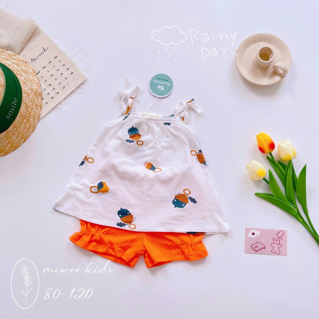Bộ 2 dây cotton bozip cho bé gái