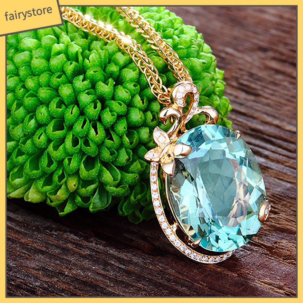 Dây Chuyền Mặt Hình Oval Đính Đá Sang Trọng Cho Nữ