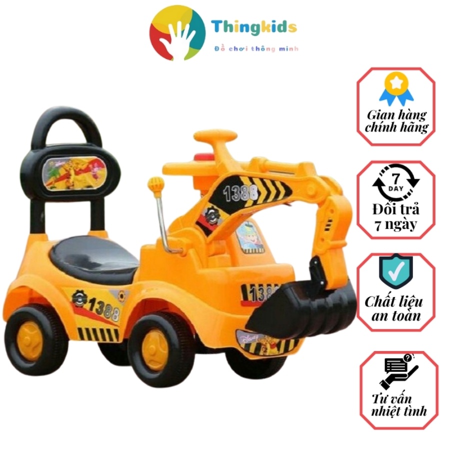 Xe cần cẩu kiêm xe chòi chân cho bé, có đèn có nhạc - Thingkids