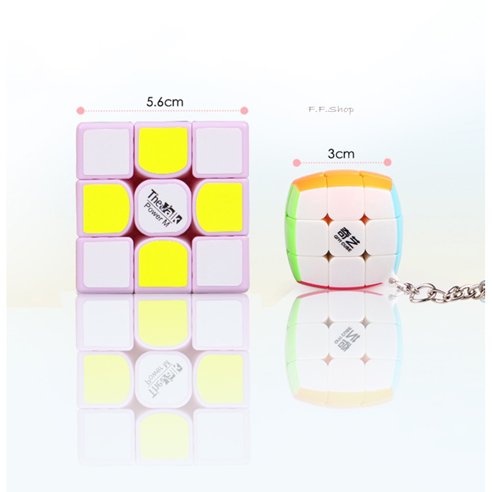 Qiyi Mini Keychain Bread 3x3x3 Stickerless Cube Key Ring Decoration Cute 30mm Khối Rubik