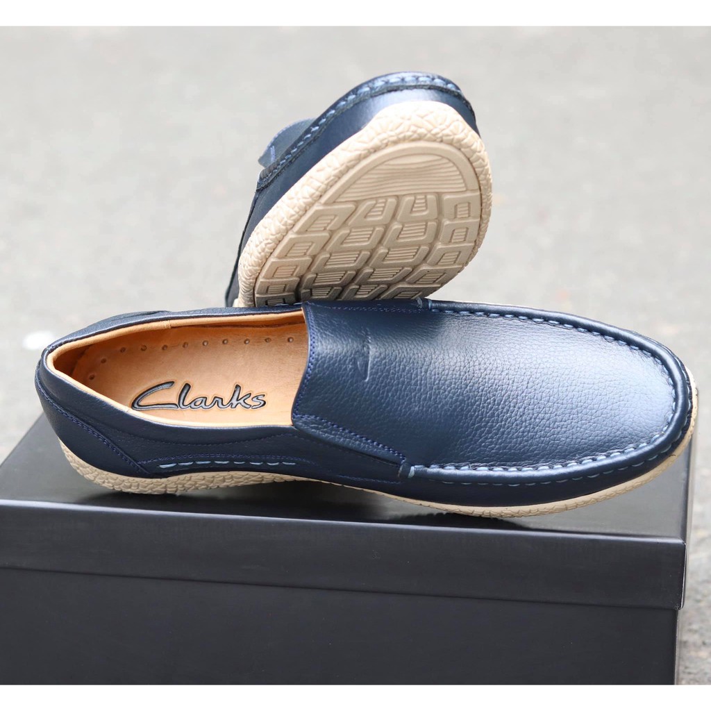 Giày lười Thái Lan nam, Da bò mềm màu xanh Navy GCL06