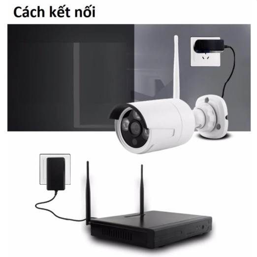 Bộ 4 camera wifi kèm đầu ghi KIWI VISION 960P tích hợp lưu trữ 45 ngày , bộ camera IP wifi